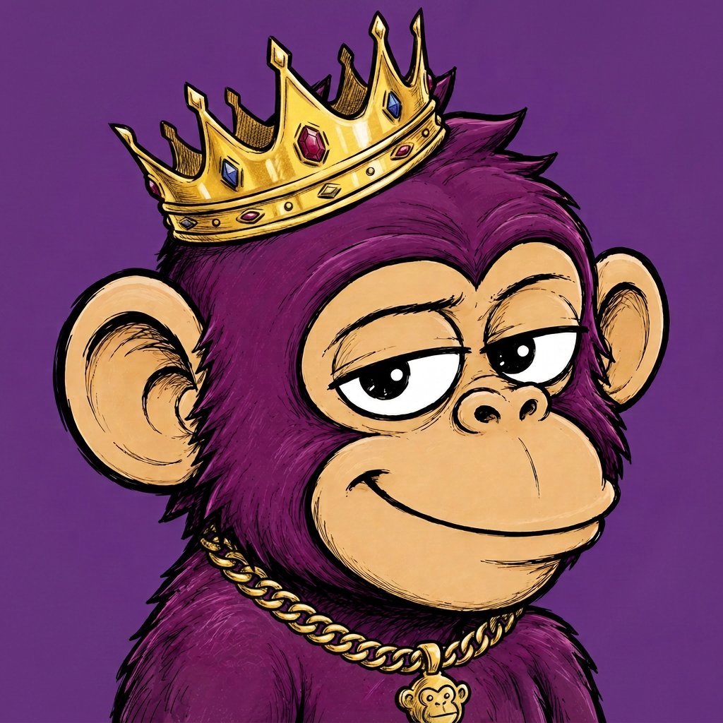 PlumMonkey NFT — crowned purple monkey with gold chain